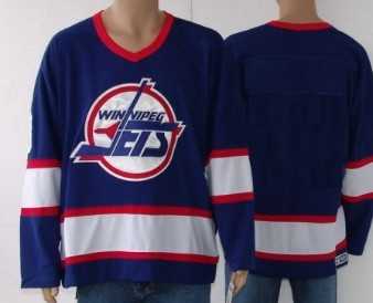 Men%27s Winnipeg Jets Customized Blue CCM Jersey